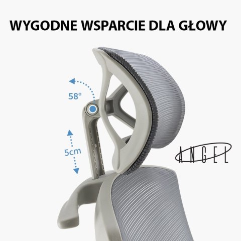 Fotel ergonomiczny ANGEL biurowy obrotowy Spino szary ANGEL Fotel ergonomiczny ANGEL biurowy obrotowy Spino szary ANGEL