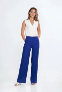 Spodnie bootcut, z rayonu z krytym guzikiem SD111 Indygo - Nife Nife