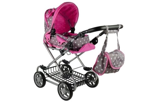 5252 Wózek dla lalek Alice Szaro-Różowy z Nosidełkiem Alice 5252 Wózek dla lalek Alice Szaro-Różowy z Nosidełkiem Alice