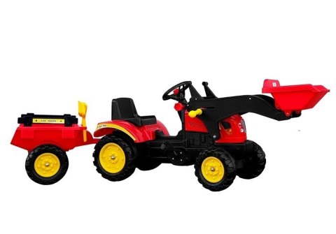 Traktor Herman z Przyczepą i Łyżką czerwony165 cm LEAN Toys
