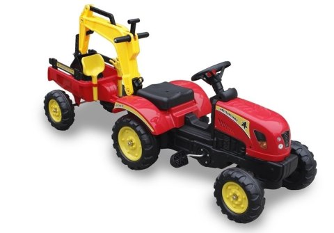 Traktor z Przyczepą i Łyżką czerwony Pedały 3007 LEAN Toys