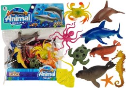 Zestaw Figurek Zwierzęta Morskie Gumowe 12 sztuk LEAN Toys