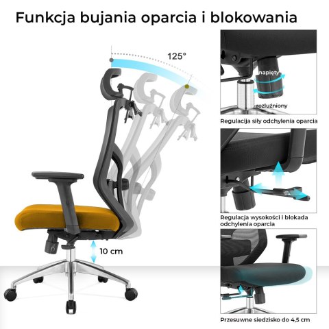 Fotel biurowy ergonomiczny Rosa musztardowy ANGEL ANGEL Fotel biurowy ergonomiczny Rosa musztardowy ANGEL ANGEL