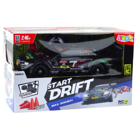 Samochód Wyścigowy Auto Do Driftu RC Czarny Karbon 30km/h 1:16 LEAN Toys