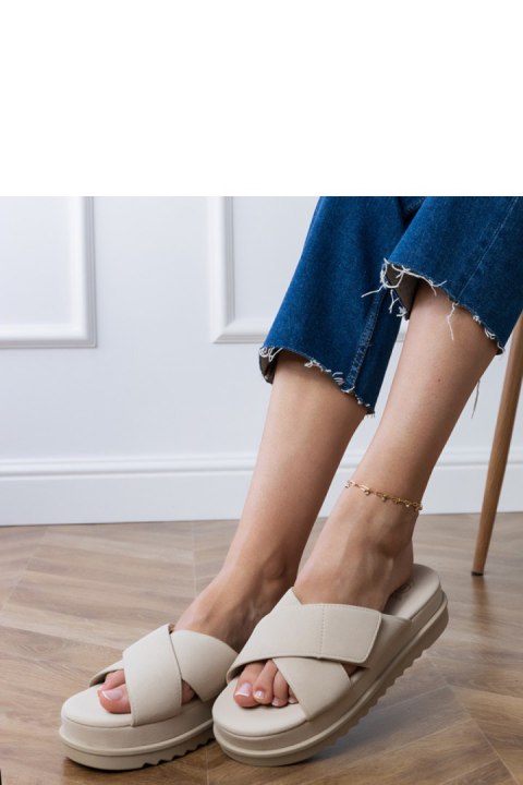 Sandał Klapki Model Juko PL365 Beige - PRIMO PRIMO Sandał Klapki Model Juko PL365 Beige - PRIMO PRIMO