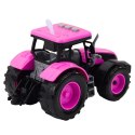 Traktor Farmerski Rolniczy Na Baterie Światła Dźwięki Różowy LEAN Toys