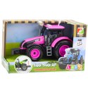 Traktor Farmerski Rolniczy Na Baterie Światła Dźwięki Różowy LEAN Toys