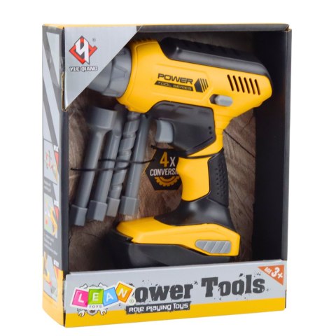 Wiertarka Wkrętarka Na Baterie 4 Wymienne Końcówki Światło LED LEAN Toys
