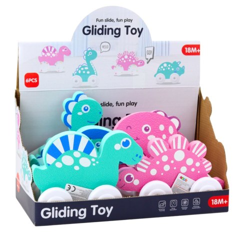 Dinozaur Na Kółkach Z Pianki EVA Dla Malucha Różowy Niebieski Mix LEAN TOYS Dinozaur Na Kółkach Z Pianki EVA Dla Malucha Różowy Niebieski Mix LEAN TOYS