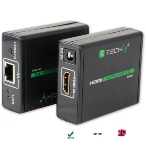 Extender HDMI Techly EXT-E70 po skrętce Cat. 6/6a/7, do 60m, Full HD 3D, czarny Techly Extender HDMI Techly EXT-E70 po skrętce Cat. 6/6a/7, do 60m, Full HD 3D, czarny Techly