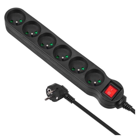 Listwa zasilająca przedłużacz Maclean MCE225 6 gniazd z wyłącznikiem zabezpieczenie przepięciowe czarna 1,5m 2300W Maclean Listwa zasilająca przedłużacz Maclean MCE225 6 gniazd z wyłącznikiem zabezpieczenie przepięciowe czarna 1,5m 2300W Maclean