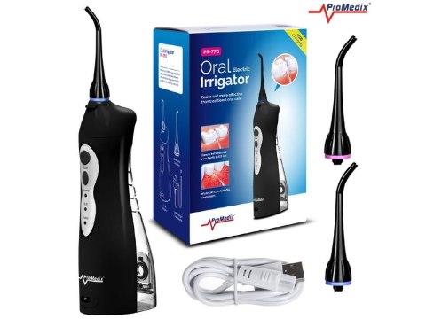 Irygator dentystyczny do zębów Promedix PR-770 stomatologiczny, bezprzewodowy, IPX7 czarny Promedix