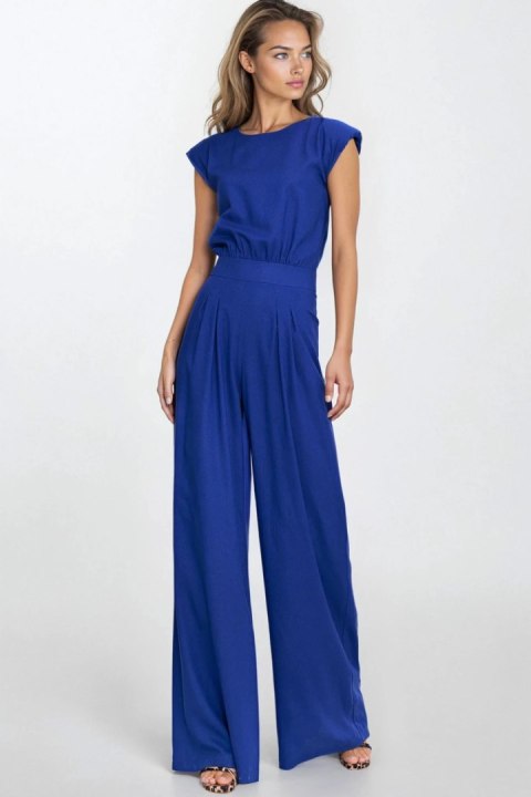 Kombinezon z rayonu z nogawkami palazzo KM42 Indygo - Nife Nife