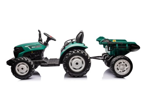 Traktor Na Akumulator HC-306 Z Przyczepą Ciemno Zielony 24V LEAN CARS Traktor Na Akumulator HC-306 Z Przyczepą Ciemno Zielony 24V LEAN CARS