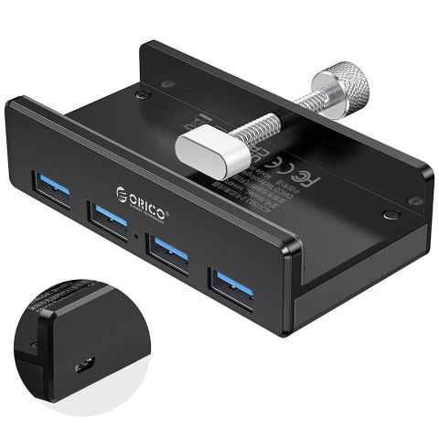 HUB USB-A Orico MH4PU-P-BK-BP Aktywny biurkowy 4x USB-A 5Gbps czarny ORICO