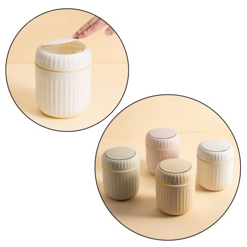 Mini Kosz Na Śmieci Otwierana Pokrywa Uniwersalny Elegancki Beżowy LEAN