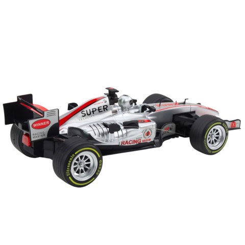 Wyścigówka Zdalnie Sterowana RC Kierownica Światła Dźwięki 1:12 Srebrna LEAN Toys