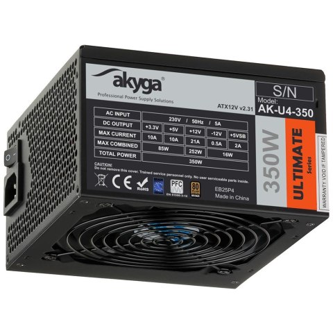 Zasilacz ATX 350W Akyga Ultimate AK-U4-350 80+ Bronze Fan12cm P8 4xSATA PCI-E AKYGA Zasilacz ATX 350W Akyga Ultimate AK-U4-350 80+ Bronze Fan12cm P8 4xSATA PCI-E AKYGA