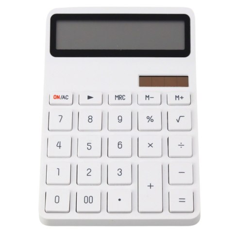 Kalkulator Biurowy Szkolny 12-Cyfrowy Wyświetlacz LCD Solar Biały LEAN