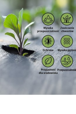 Agrotkanina czarna 1,1x100m UV 135g antychwastowa agrowłóknina + kotwy LEAN Trike