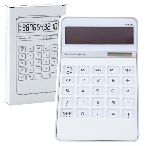 Kalkulator Biurowy Klasyczny 10D Wyświetlacz 10-Cyfrowy Solar Biały LEAN Kalkulator Biurowy Klasyczny 10D Wyświetlacz 10-Cyfrowy Solar Biały LEAN