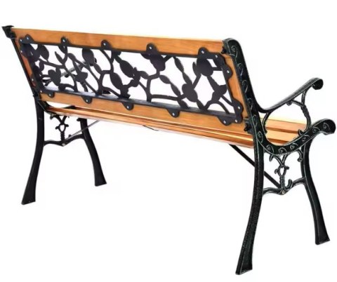 Ławka Ogrodowa Drewniana Metalowa Ławeczka Parkowa Ogrodowa z oparciem LEAN