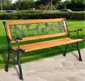 Ławka Ogrodowa Drewniana Metalowa Ławeczka Parkowa Ogrodowa z oparciem LEAN