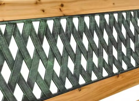 Ławka Ogrodowa Drewniana Metalowa Ławeczka Parkowa Ogrodowa z oparciem LEAN