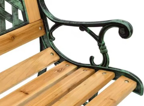 Ławka Ogrodowa Drewniana Metalowa Ławeczka Parkowa Ogrodowa z oparciem LEAN