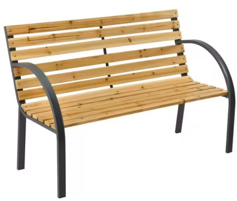 Ławka Ogrodowa Drewniana Metalowa Ławeczka Parkowa z oparciem LEAN