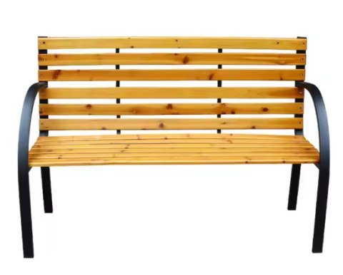 Ławka Ogrodowa Drewniana Metalowa Ławeczka Parkowa z oparciem LEAN
