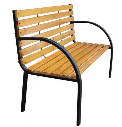 Ławka Ogrodowa Drewniana Metalowa Ławeczka Parkowa z oparciem LEAN