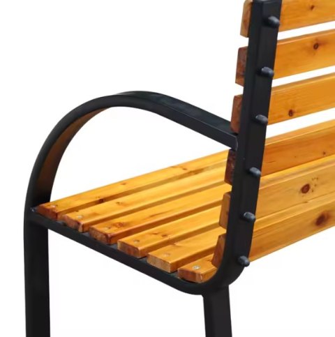 Ławka Ogrodowa Drewniana Metalowa Ławeczka Parkowa z oparciem LEAN