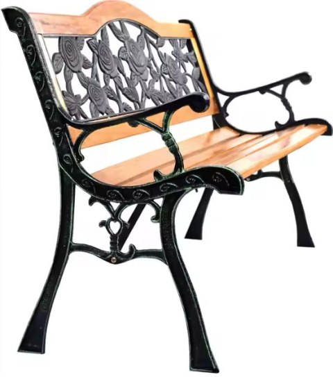 Ławka Ogrodowa Drewniana Metalowa Ławeczka Parkowa z oparciem LEAN