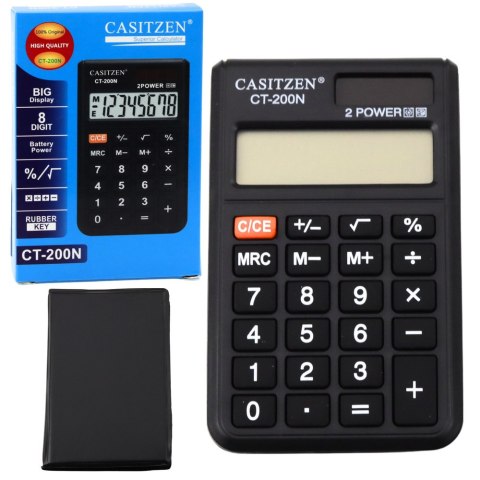Kalkulator Kieszonkowy Z Etui Wyświetlacz 8- Cyfrowy Solar CT-200N LEAN