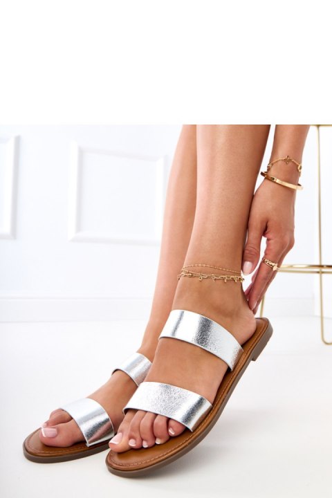 Sandał Klapki Model Fariza 8297 Silver - PRIMO PRIMO Sandał Klapki Model Fariza 8297 Silver - PRIMO PRIMO