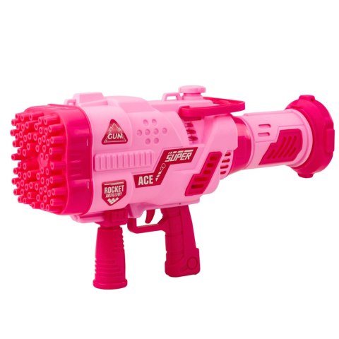 Duży Pistolet Elektryczny Na Bańki Mydlane 64 Otwory Różowy LEAN Toys Duży Pistolet Elektryczny Na Bańki Mydlane 64 Otwory Różowy LEAN Toys