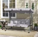 Huśtawka Czteroosobowa Ogrodowa Bujana Daszek Wolnostojąca Szara LEAN