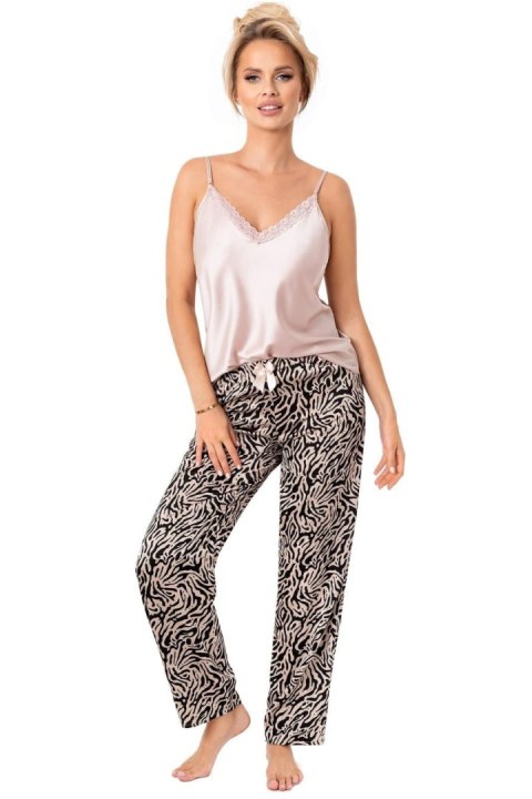 Piżama Damska Model Sheila Long Beige - Donna Donna Piżama Damska Model Sheila Long Beige - Donna Donna