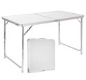 Stół Turystyczny Kempingowy Składany Regulowany Aluminiowy Biały 120x60cm LEAN