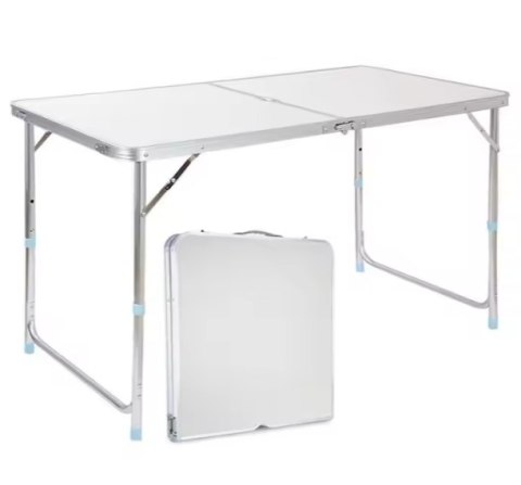 Stół Turystyczny Kempingowy Składany Regulowany Aluminiowy Biały 120x60cm LEAN Stół Turystyczny Kempingowy Składany Regulowany Aluminiowy Biały 120x60cm LEAN