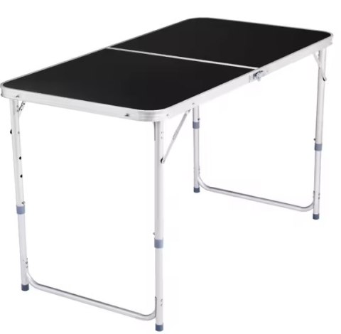 Stół Turystyczny Kempingowy Składany Regulowany Aluminiowy Czarny 120x60cm LEAN