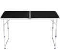 Stół Turystyczny Kempingowy Składany Regulowany Aluminiowy Czarny 120x60cm LEAN