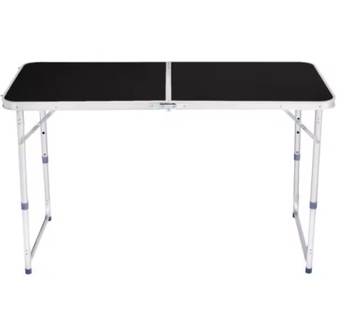 Stół Turystyczny Kempingowy Składany Regulowany Aluminiowy Czarny 120x60cm LEAN