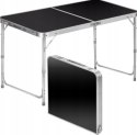 Stół Turystyczny Kempingowy Składany Regulowany Aluminiowy Czarny 120x60cm LEAN