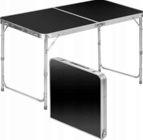 Stół Turystyczny Kempingowy Składany Regulowany Aluminiowy Czarny 120x60cm LEAN