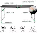 Stół Turystyczny Kempingowy Składany Regulowany Aluminiowy Czarny 120x60cm LEAN