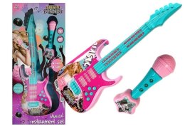 Zestaw Gitara Dla Dzieci z Mikrofonem Zestaw Karaoke Różowa LEAN Toys