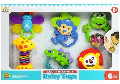 Zestaw Grzechotek Gryzaków Kolorowe Zwierzątka Misiu Żabka LEAN Toys Zestaw Grzechotek Gryzaków Kolorowe Zwierzątka Misiu Żabka LEAN Toys
