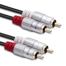Kabel Qoltec 2xRCA męski / 2xRCA męski | 1m | Czarny Qoltec
